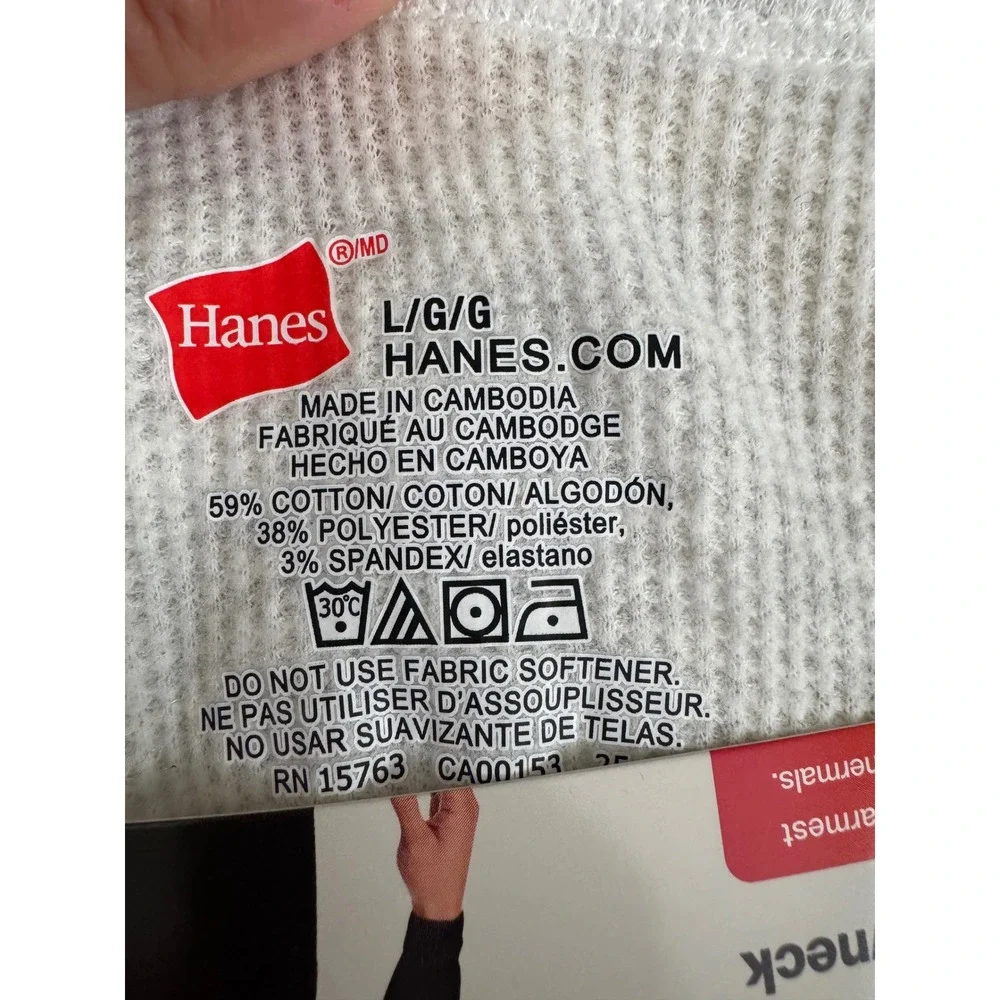 Hanes Premium Baselayer Mens Large Grey Stretch Long Sleeve Crewneck Thermal Top